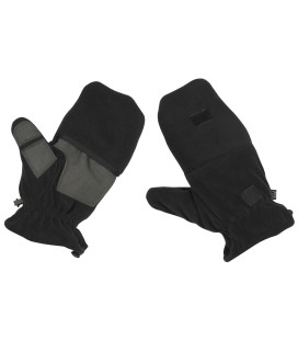 Gants polaires noir dragonne à rallonges