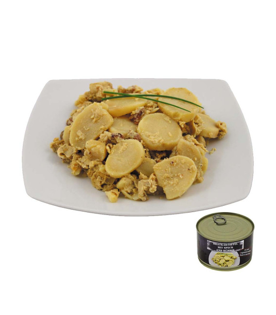 Pommes de terre sautées, avec lard et uf, conserve, 400 g - Surplus militaire