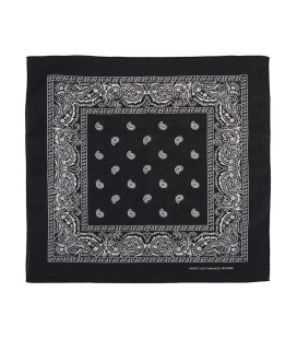 Bandana coton motifs noir 55 x 55 cm