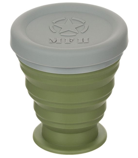 Gobelet pliable avec couvercle kaki 200 ml