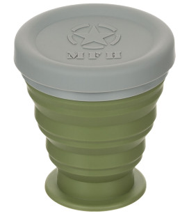 Gobelet pliable avec couvercle kaki 200 ml