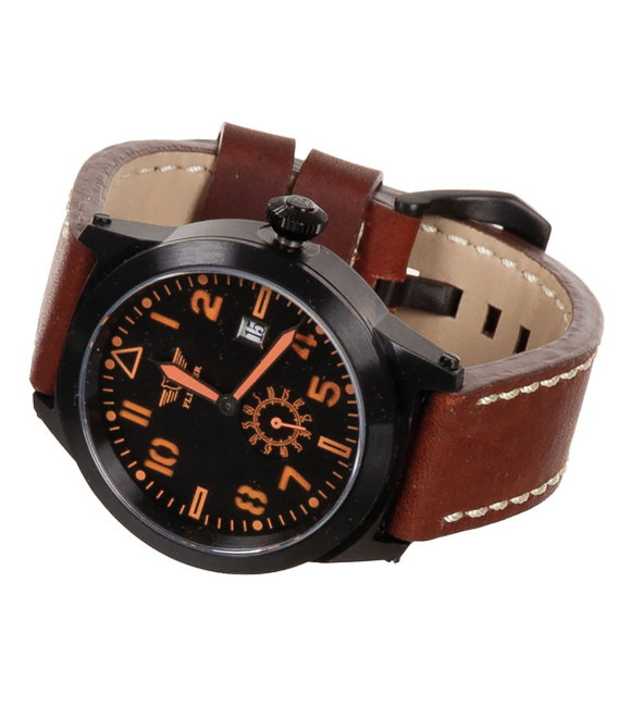 Montre vintage FLIEGER bracelet en cuir brun