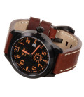 Montre vintage FLIEGER bracelet en cuir brun