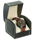 Montre vintage FLIEGER bracelet en cuir brun