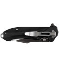 Couteau pliant noir, manche G10, clip ceinture - Surplus militaire