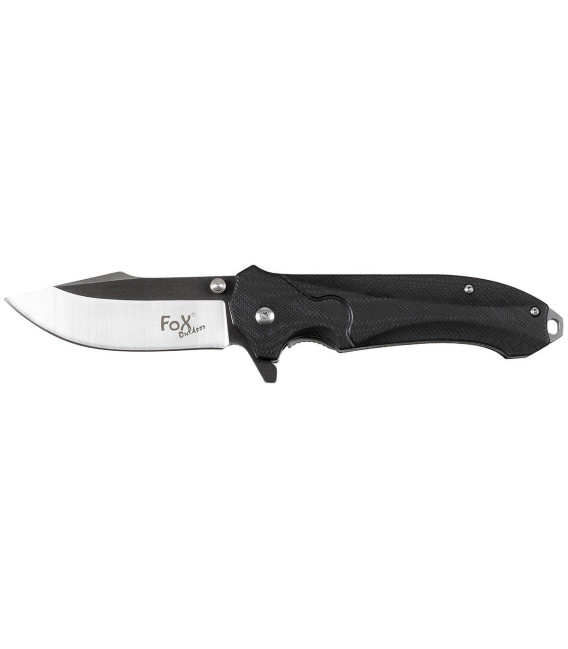 Couteau pliant noir, manche G10, clip ceinture - Surplus militaire
