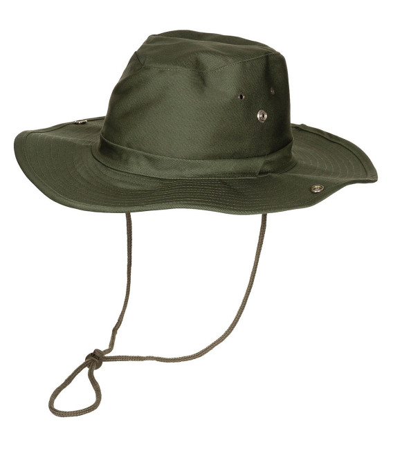 Chapeau de brousse, bande menton, vert - Surplus militaire