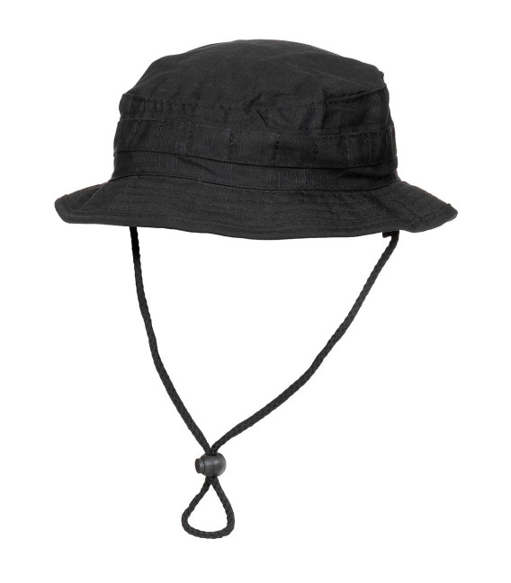 Chapeau de brousse GB SF, Rip Stop, bande menton, noir - Surplus militaire