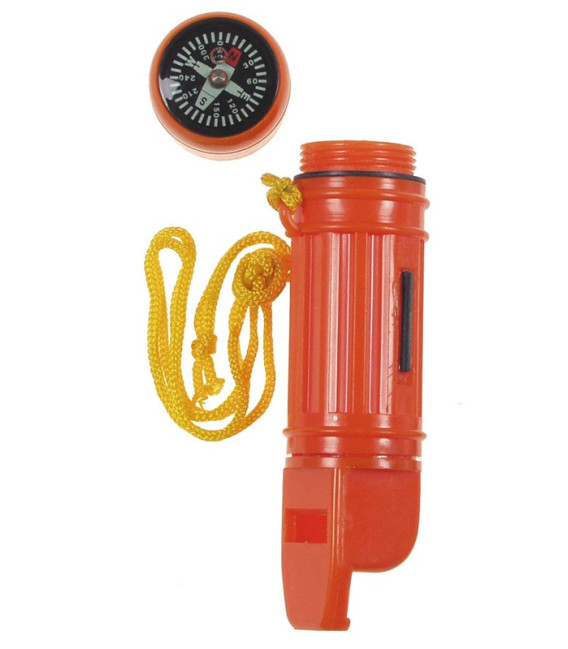 Sifflet 5 en 1 boîte étanche Orange - Surplus militaire