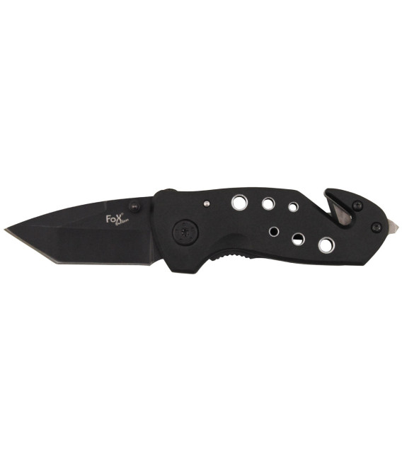 couteau pliant, une main, noir, coupe-ceinture - Surplus militaire
