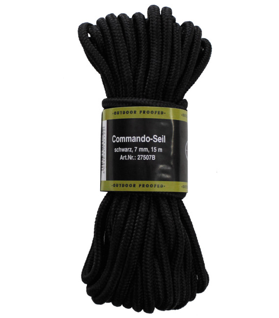 corde, noir, 7mm, 15 m - Surplus militaire