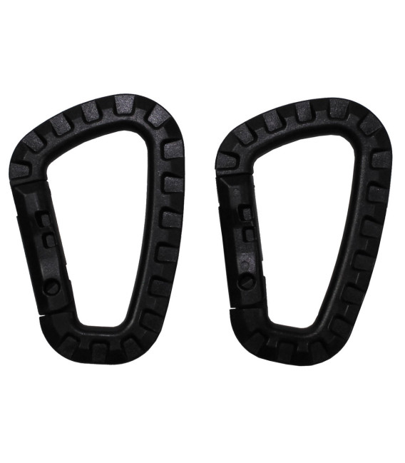 mousqueton, plastique, noir, D 7 mm x 8,5 cm, paquet de 2 - Surplus militaire