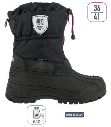 Botte après-ski mixte PICTON Elementerre Noir/Rose