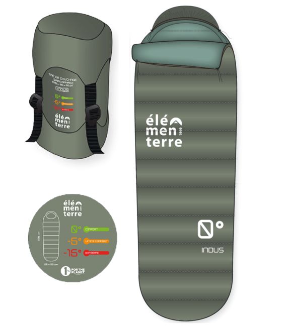 Sac de couchage sarcophage INDUS Elementerre Vert
