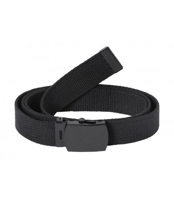 Ceinture noire en toile et boucle noire mat