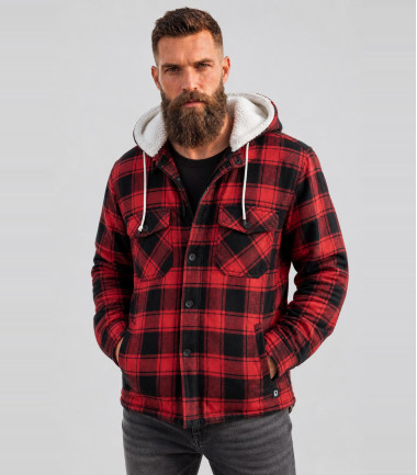 Veste bûcheron à capuche Brandit Rouge et Noir - Gros plan