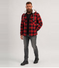 Veste bûcheron à capuche Brandit Rouge et Noir - Trois-quarts
