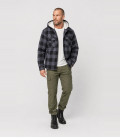 Veste bûcheron à capuche Noir et Gris Brandit - Trois-quarts