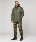 Coupe vent militaire doublé polaire homme de couleur kaki - Face