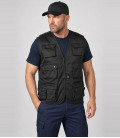 Gilet reporter multipoches noir - Gros plan