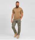 Pantalon Cargo homme slim fit Pure Brandit Kaki Militaire Armée - Trois-quarts