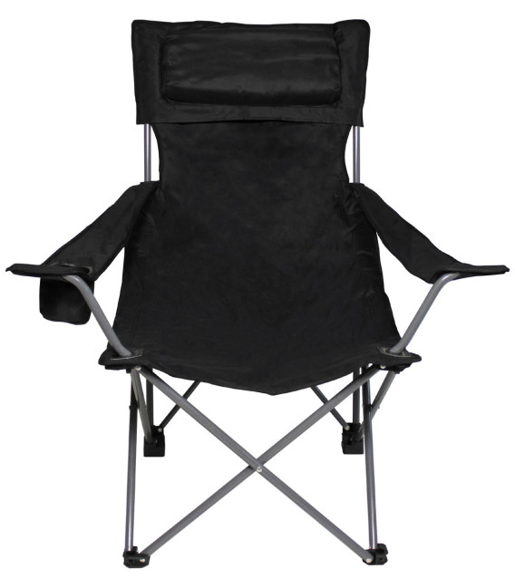 Chaise pliante, Deluxe, noir, dossier et accoudoir - Surplus militaire
