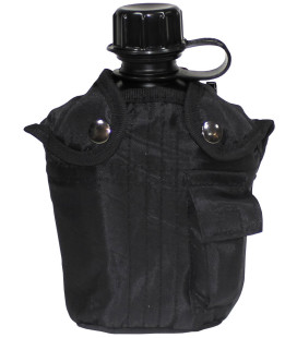 Gourde plastique US, avec housse, noir, 1 l - Surplus militaire